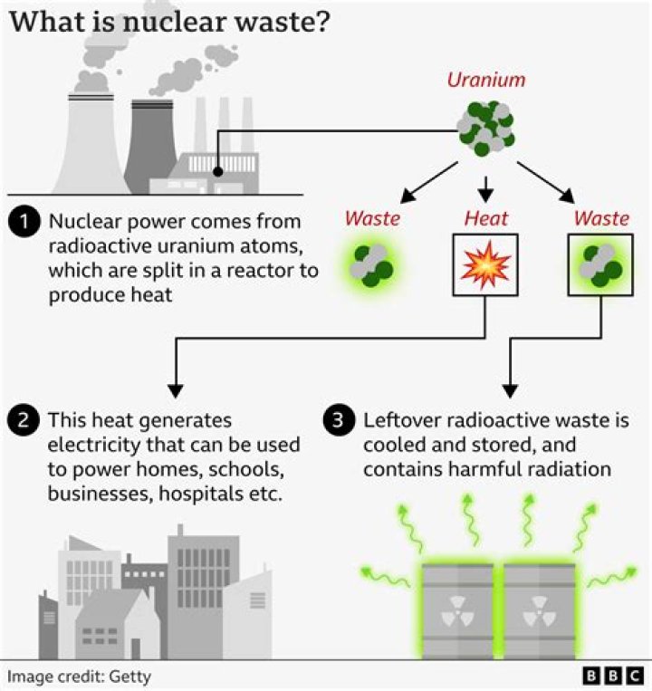 What are the waste products of nuclear fission?