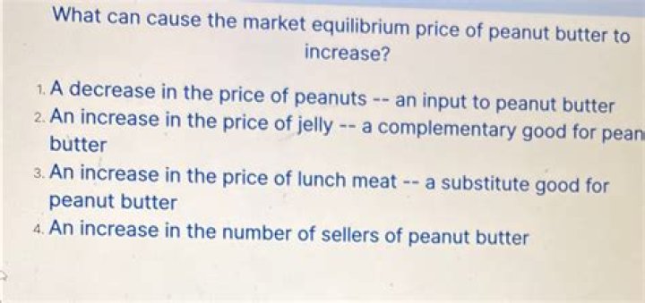 What can cause the market equilibrium price of peanut butter to increase?