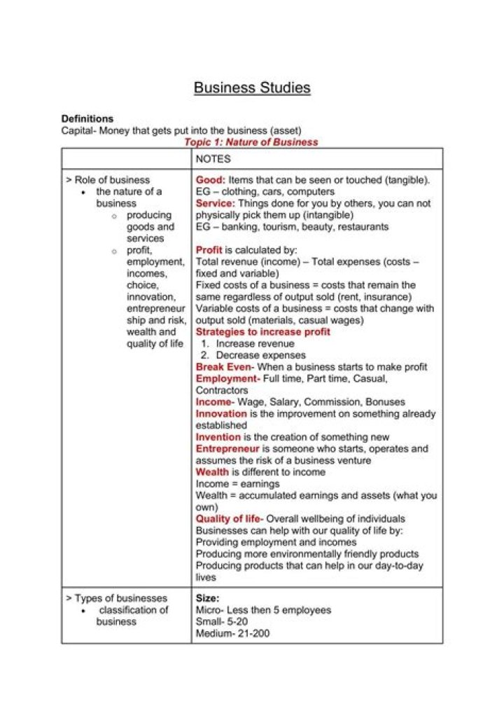 What do you learn in business studies year 11?