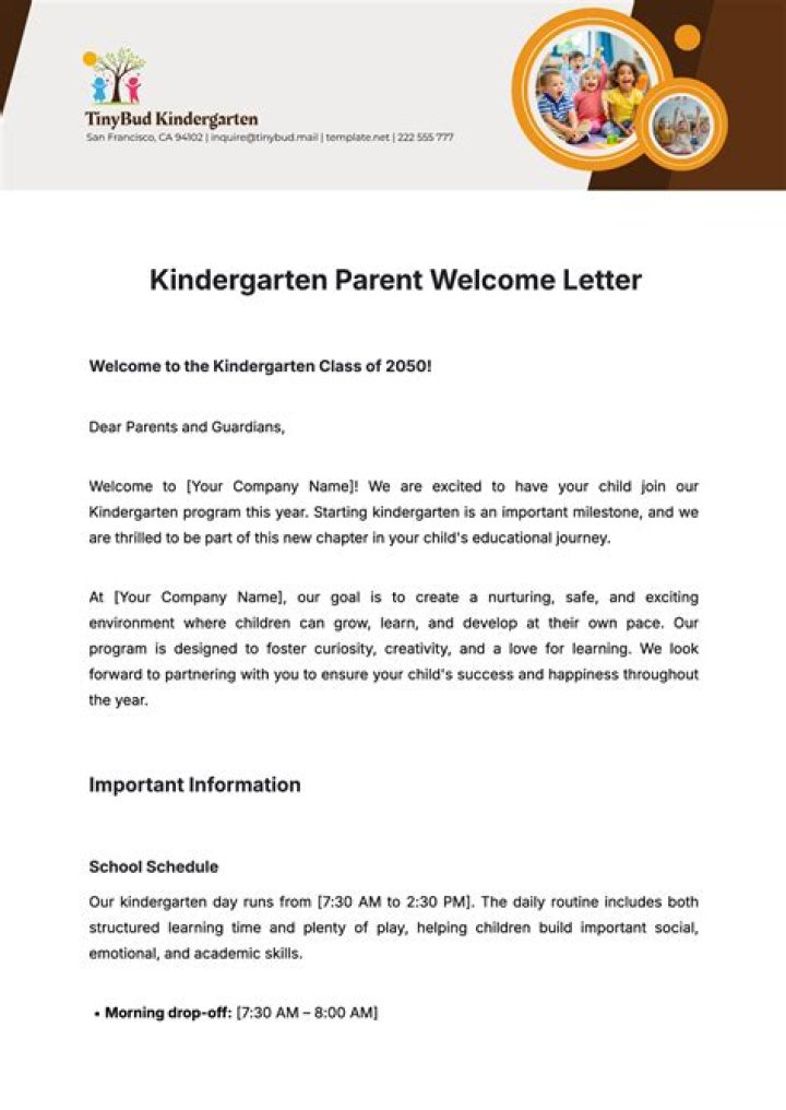 What do you write in a parent welcome letter?