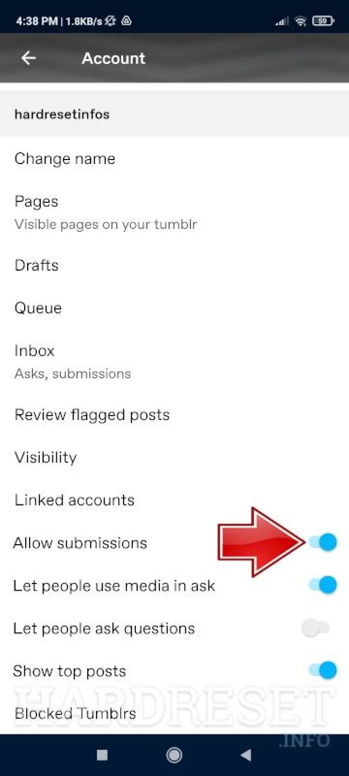 What does allow submissions mean on Tumblr?