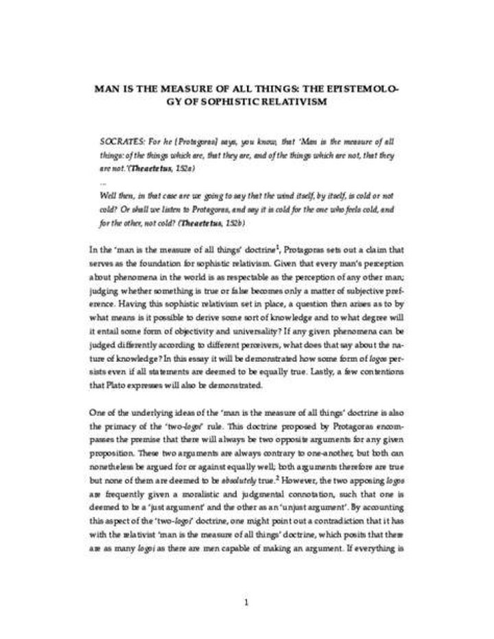 What does Man is the measure of all things mean?