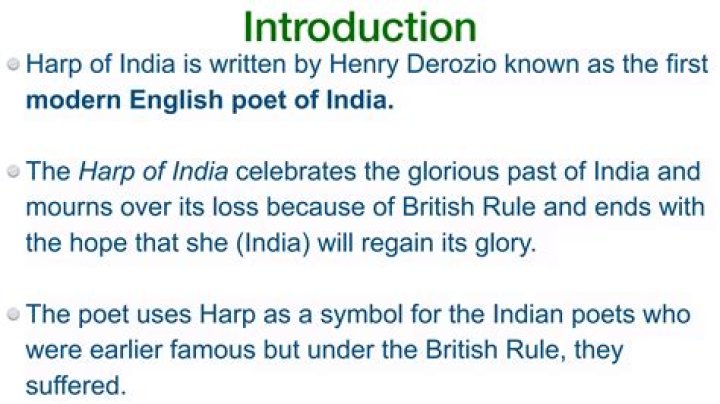 What does the poet mean by the word harp in the poem the harp of India?