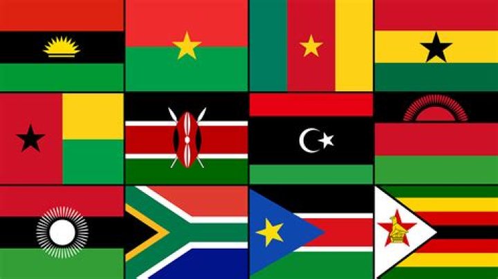 What flag is black red and green with a red sun?