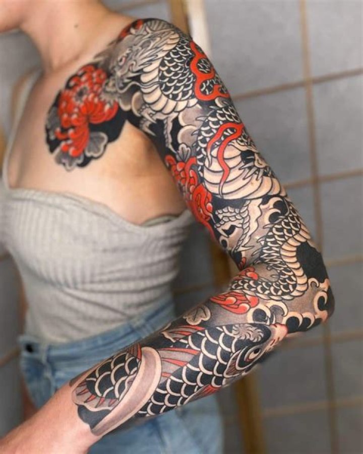 What flowers are used in Japanese tattoos?