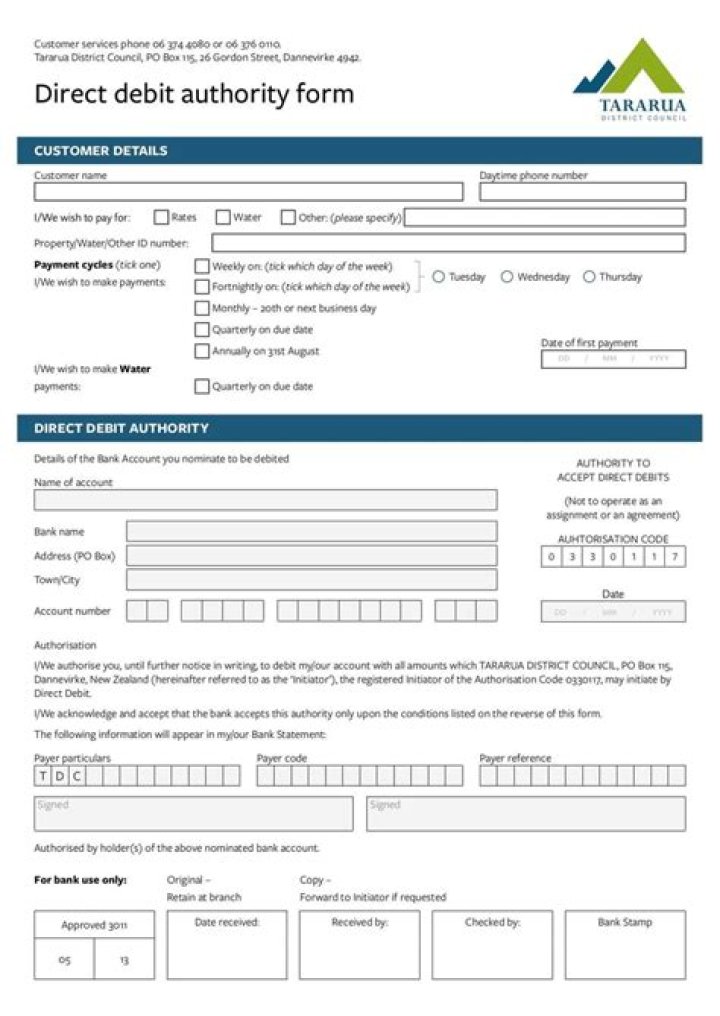 What is a Direct Debit authorization form?