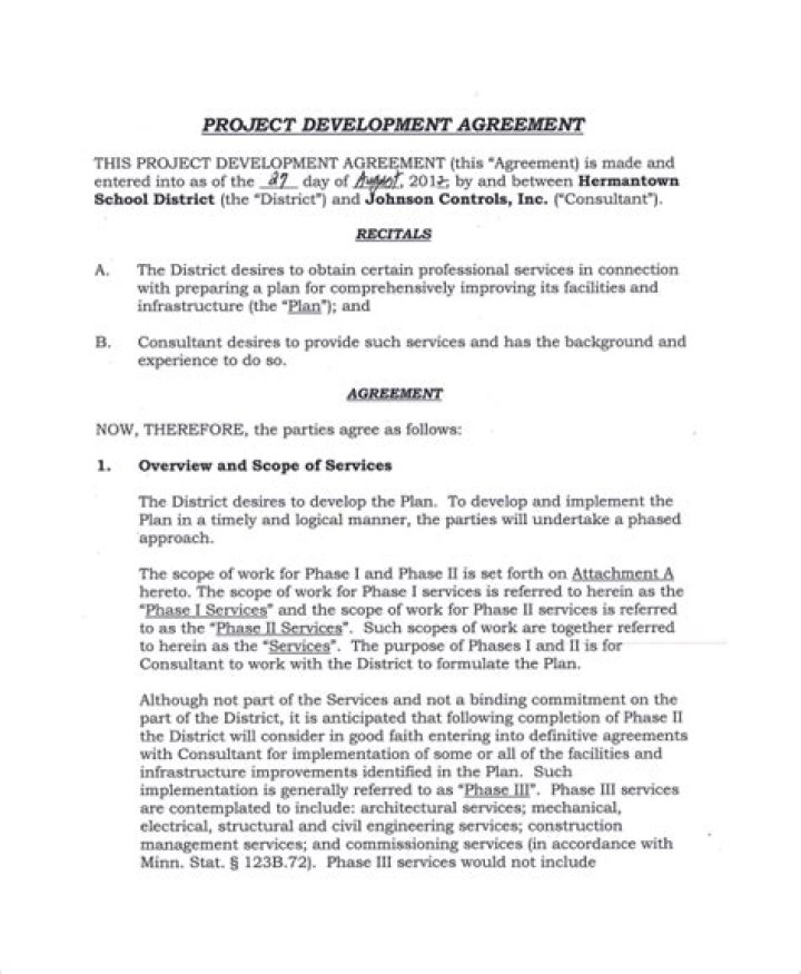 What is a project development agreement?