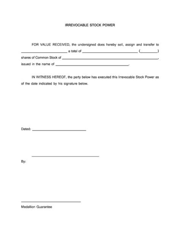 What is a stock power in blank?