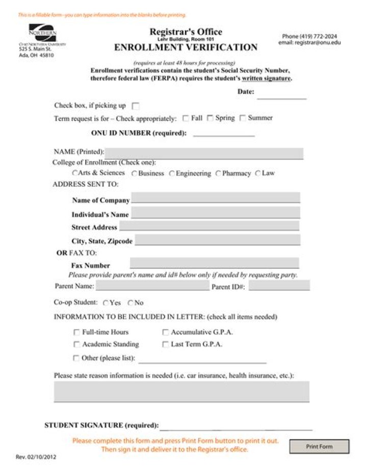 What is an enrollment verification letter?
