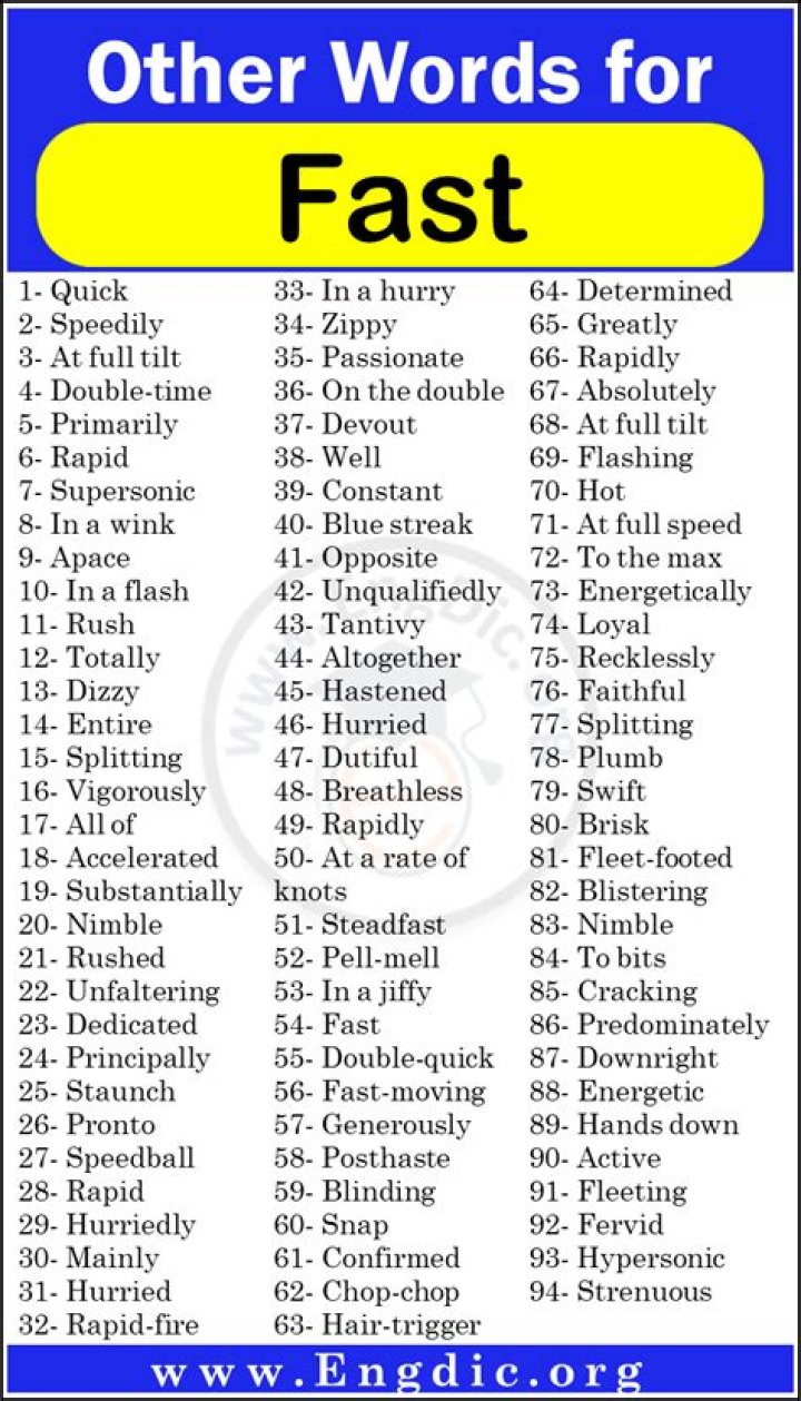 What is another word for fast moving?
