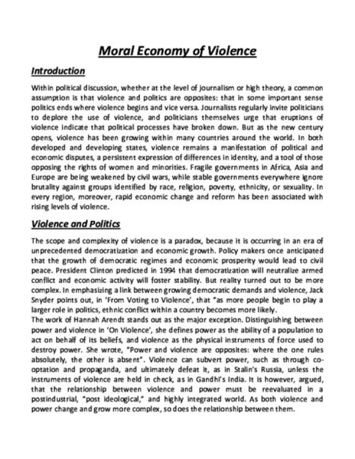 What is moral economy of violence?