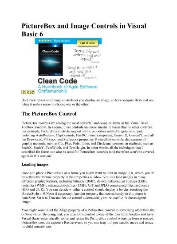 What is PictureBox and image controls in VB6?