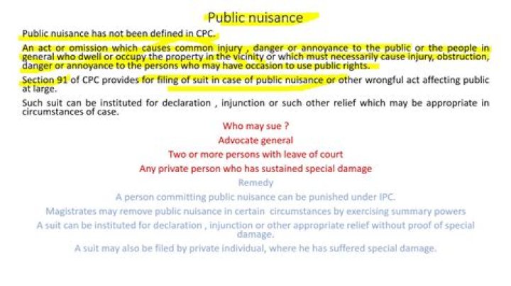 What is public nuisance under CPC?