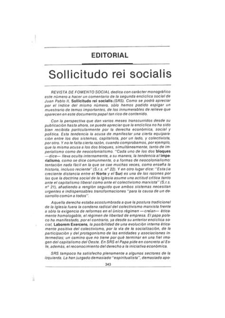 What is Sollicitudo Rei Socialis summary?