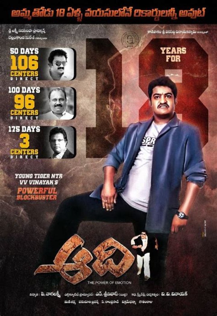 What is the age of NTR at Aadi movie?