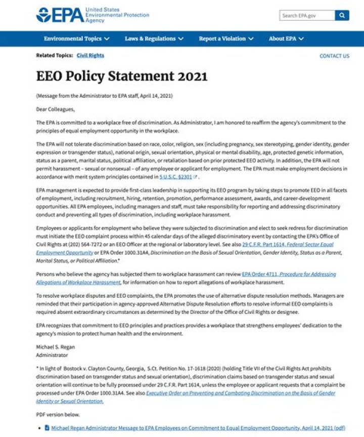 What is the current EEO statement?