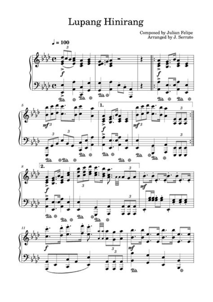 What is the musical score of Lupang Hinirang?