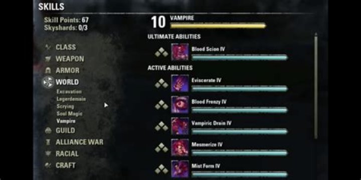 What is the Vampire skill line in eso?