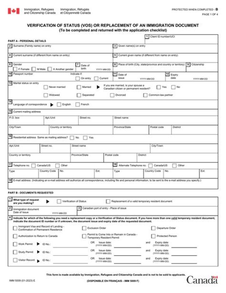 What is verification of status Canada?