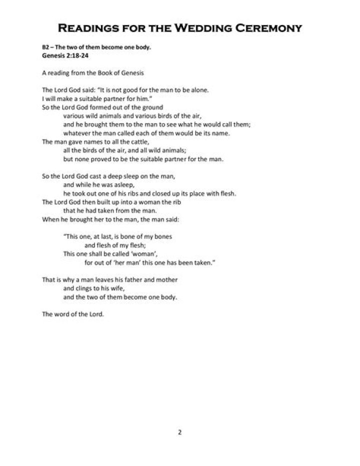 What readings do you need for a Catholic wedding?
