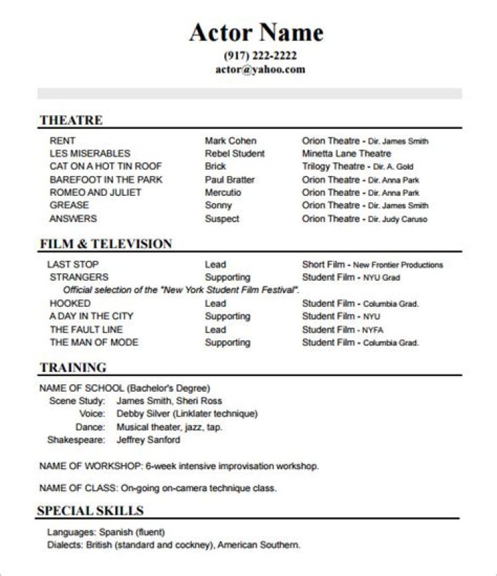 What to put on an acting resume when you have no experience?