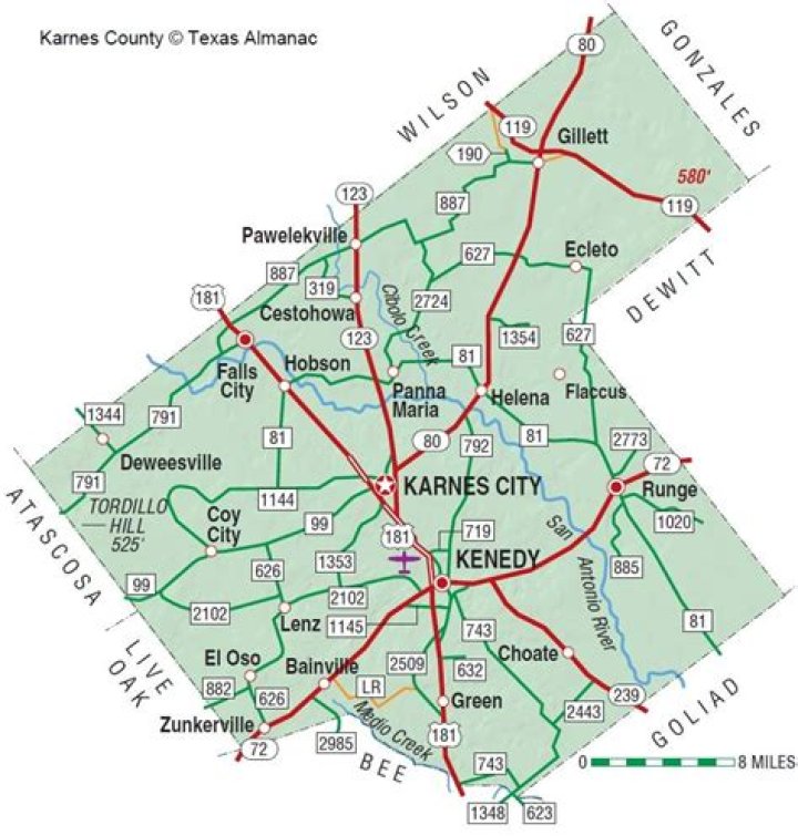 What towns are in Karnes County Texas?