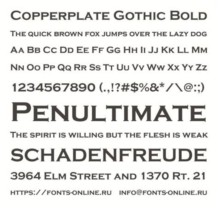 What typeface is Copperplate gothic bold?
