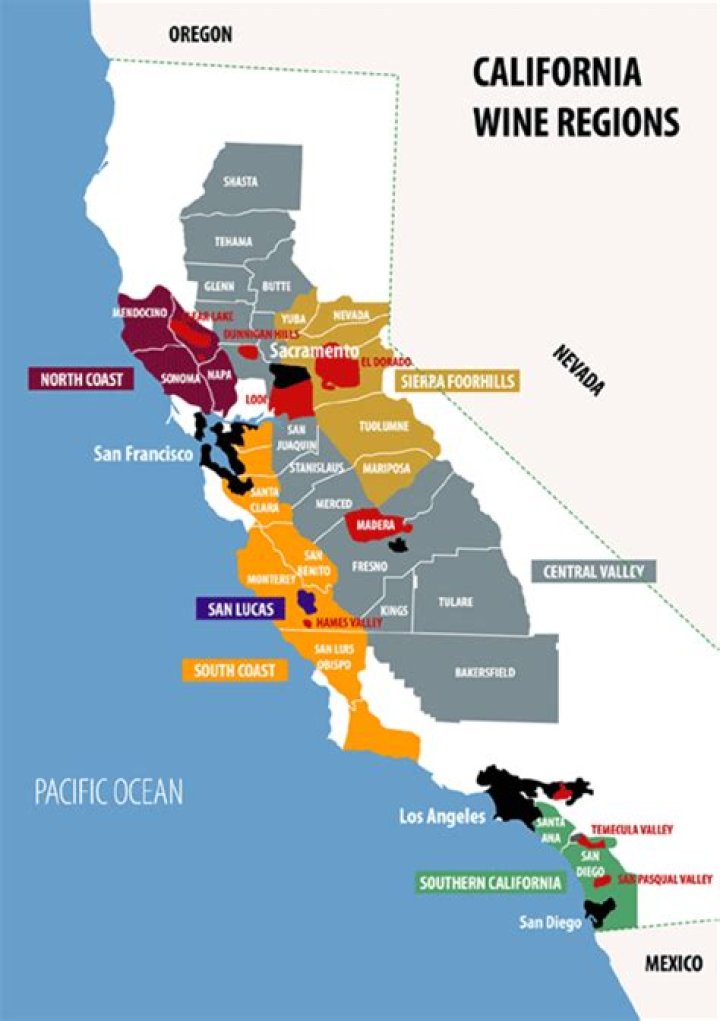 Where are the wine regions in California?