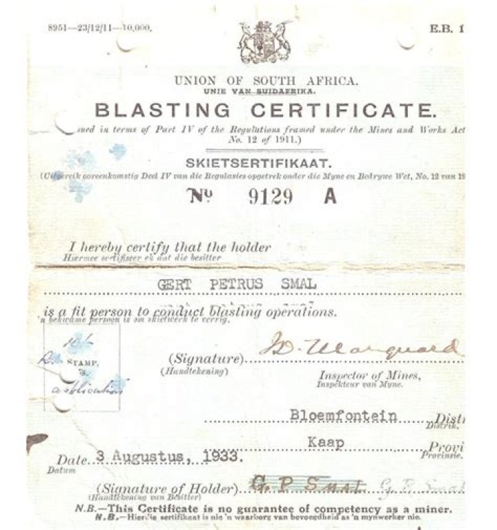 Where can I do my blasting certificate in South Africa?
