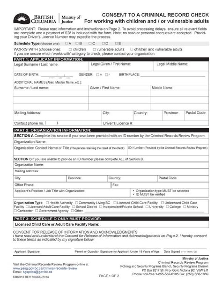 Where can I get a criminal record check in Victoria BC?