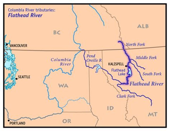 Where does the Flathead river start and end?