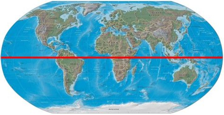 Where is the equator on the map?