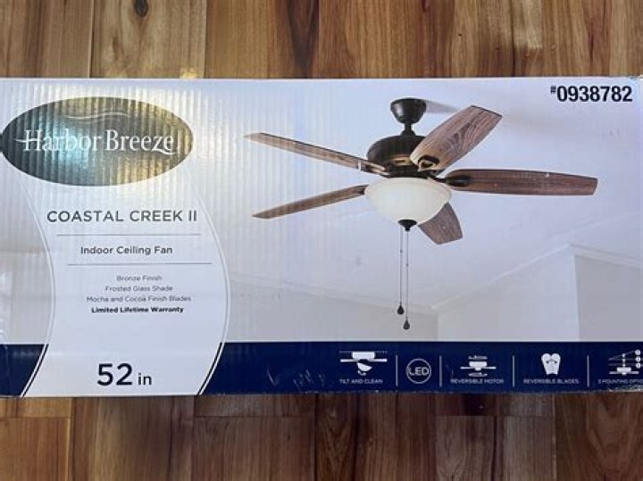 Where is the model number on a Harbor Breeze ceiling fan?