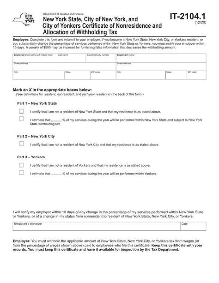 Who needs to fill out form it-2104?