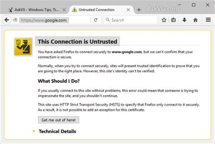 Why is Firefox telling me Google is untrusted?
