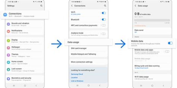 Why is my Samsung phone not connecting to mobile data?